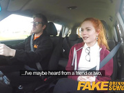 Fake Driving School Redhead Ella Hughes eats instructors сперма