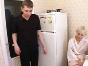 Licia in the kitchen with her boyfriend