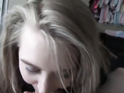 Drunk young mother craves orgasm - Blonde deeply swallows Huge cock and cum