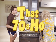 Старушка Nina Hartley ебется на кухне с щуплым внучком