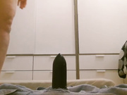 IOM Works with his glasses and stretches them while alone at home.