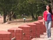 Kachek picked up an easily accessible brunette at the stops and dragged her to fuck