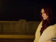 Attractive red-haired bitch gets a slanting cock in her pussy