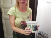 The guy at home very quickly fucks his girlfriend in the ass