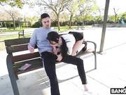 She was dressed in a very low top and short shorts