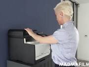 Busty office slut Mila Milan fucked in an elevator