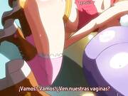 Hentai girl in a suit flaunts her tits and fucks