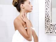 best teens s sucking her lover's dick in the shower and moaning from pleasure while getting fucked