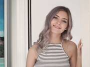 A fragile beauty with snow-white hair greedily sucks her friend's cock and fucks aggressively