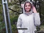 Black girlfriend with anal plug gets fucked in the ass in a neon room