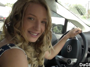 Amazing handjob while driving leads to public fucking