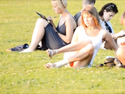 candid sexy legs in park